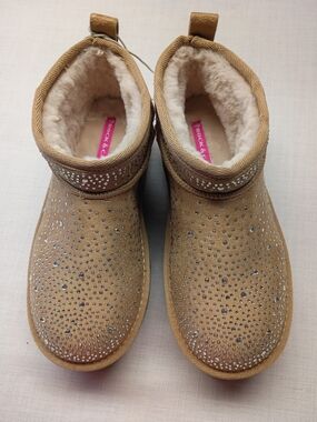 Rock & Candy Sparkle Quilted Faux-Fur Lined Women’s Ankle Boots - Tan Size 8 New